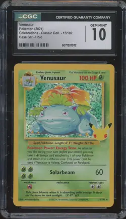 2021 Pokemon Celebrations Classic Collection Holo #15 Venusaur Gem Mint CGC 10 - Image 1
