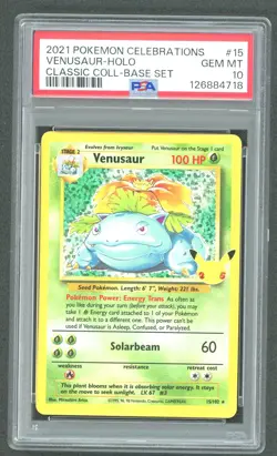 2021 POKEMON CELEBRATIONS CLASSIC COLLECTION #15 VENUSAUR HOLO PSA 10 GEM MINT - Image 1