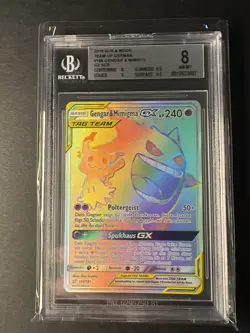 Gengar & Mimikyu GX PSA 8 BGS GEM MINT Secret Rare 186/181 Team Up Pokemon Card - Image 1