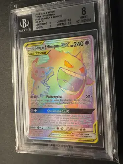 Gengar & Mimikyu GX PSA 8 BGS GEM MINT Secret Rare 186/181 Team Up Pokemon Card - Image 2