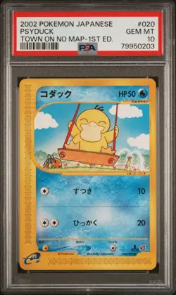 PSA 10 2002 Japanese 1st ED Pokemon Card Psyduck 020/092 Town On No Map - Gem! - Image 1