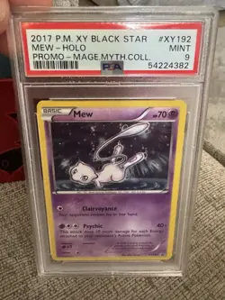 2017 Pokemon XY Mew Holo XY192 Black Star Foil Mythical Collection Promo PSA 9 - Image 1