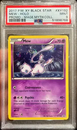 2017 Pokemon Mage Mythical Collection Promo Mew Holo SWIRL XY192 PSA 9 Mint - Image 1