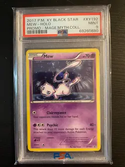 2017 POKEMON XY Mew XY192 Holo Black Star Promo PSA 9 - Image 1