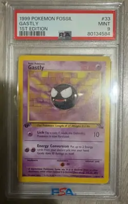 1999 Pokemon Fossil Gastly #33 1ST Edition PSA 9 - Image 1