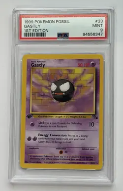 1999 Pokemon Fossil Gastly #33 1ST Edition PSA 9 - Image 1