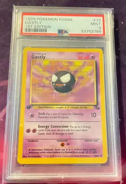 1999 Pokemon Fossil Gastly #33 1ST Edition PSA 9 - Image 1