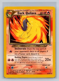 Pokemon Card - Dark Quilava Neo Destiny 39/105 Uncommon LP - Image 1