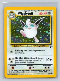 Pokemon TCG Wigglytuff Base Set 2 Holo Unlimited Rare Card 19/130 MP - Image 1