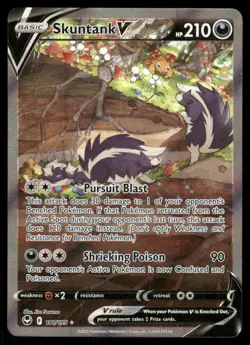 Pokemon Cards Skuntank V 181/195 Silver Tempest Rare Ultra NM - Image 1