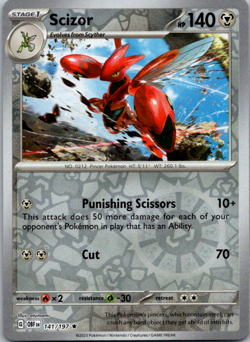Scizor 141/197 Pokemon Obsidian Flames SV03 Reverse Holo Rare Card NM - Image 1
