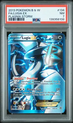 2013 POKEMON B&W PLASMA STORM #134 FULL ART/LUGIA EX PSA 7 - Image 1
