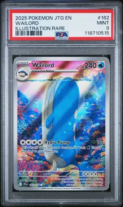 2025 POKEMON JTG EN-JOURNEY TOGETHER ILLUSTRATION RARE #162 WAILORD PSA 9 - Image 1