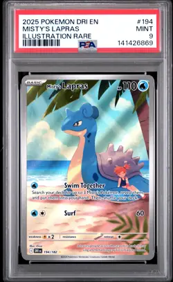 2025 POKEMON DRI EN-DESTINED RIVALS ILLUSTRATION RARE #194 MISTY'S LAPRAS PSA 9 - Image 1