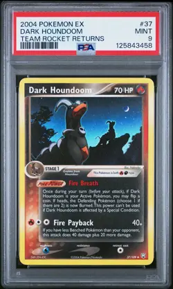 2004 POKEMON EX TEAM ROCKET RETURNS #37 DARK HOUNDOOM PSA 9 - Image 1