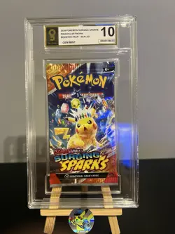 Pokemon surging sparks booster pack Pikachu Art Grade 10 Mint OG grading - Image 1