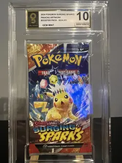 Pokemon surging sparks booster pack Pikachu Art Grade 10 Mint OG grading - Image 2
