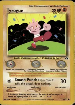 Tyrogue 66/75 Common WOTC Neo Discovery Pokemon - Image 1
