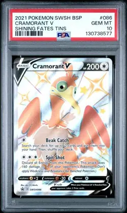 Cramorant V 2021 Pokemon Swsh BSP #086 Shining Fates Tins PSA 10 Gem MT TCG - Image 1