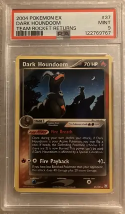 Dark Houndoom 37/109 Team Rocket Returns Non Holo PSA 9 Pokemon Card 2004 - Image 1