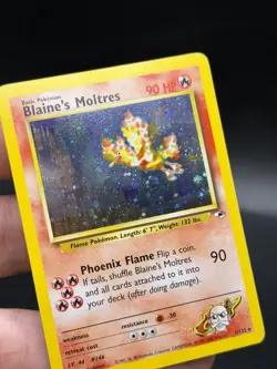 Blaine's Moltres 1/132 Holo Rare Gym Heroes 2000 Pokemon LP+/NM- EG3 SWIRL 🌀 - Image 4