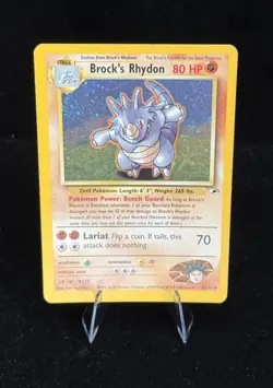 Brock’s Rhydon 2/132 - Holo Rare - Gym Heroes - WotC Pokemon - Swirl - LP - Image 1