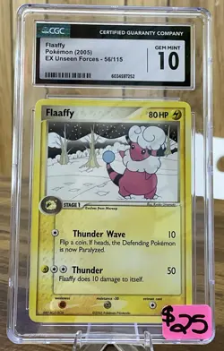 CGC 10 GEM MINT Flaaffy 56/115 EX Unseen Forces Pokemon 2005 - Image 1