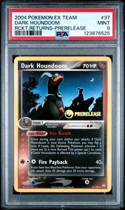 2004 POKEMON EX TEAM ROCKET RETURNS PRERELEASE #37 DARK HOUNDOOM PSA 9 - Image 1