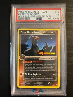 POKEMON 2004 EX TEAM ROCKET RETURNS #37 DARK HOUNDOOM PRERELEASE PSA 7 - Image 1