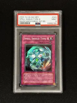 PSA 9 Yugioh Spell Shield Type 8 #MFC-043 Magicians Force 1st Ed Super Rare - Image 1