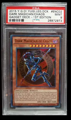 2015 Yugi.Leg.Dck. Gadget Deck 1st Ed. Dark Magician of Chaos PSA 9 English - Image 1