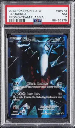 2013 POKEMON B&W PROMO TEAM PLASMA #BW73 FULL ART/DARKRAI PSA 7 - Image 1