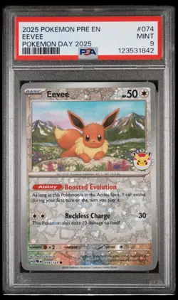 Pokemon TCG: Pokemon Day 2025 Eevee 074/131 Prismatic Evolutions - PSA 9 - Image 1
