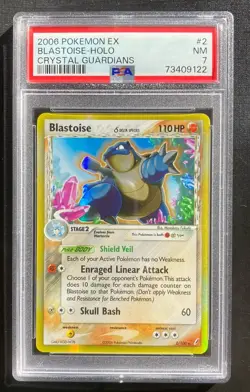 PSA 7 Blastoise 2/100 Pokemon Crystal Guardians Holo Rare TCG NM - Image 1