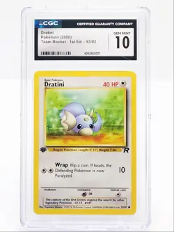 DRATINI 2000 POKEMON TEAM ROCKET 1ST EDITION COMMON 53/82 CGC 10 Q2674 - Image 1