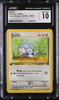 2000 Pokemon Rocket 53/82 Dratini - GEM Mint - 1st Edition - PSA CGC 10 - Image 1