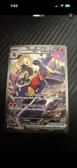 Pokemon TCG Destined Rivals Cynthia's Garchomp EX Card #232/182 - Image 2