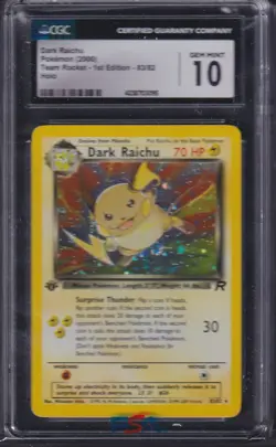 DARK RAICHU - 2000 Pokemon Team Rocket HOLO, 1st Edition #83, CGC 10_ - Image 1