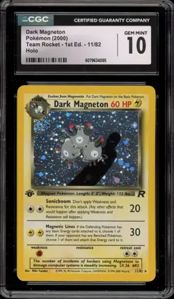 Pokemon Dark Magneton Team Rocket 1st Edition Holo Rare #11 CGC 10 Gem Mint - Image 1