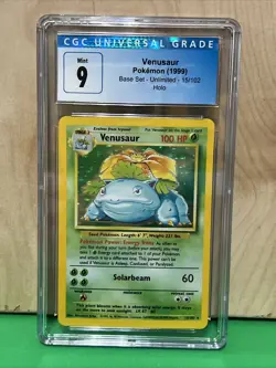 1999 Pokemon Base Set Unlimited #15 Venusaur - Holo CGC 9 MINT - Image 1