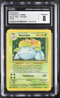 Venusaur Base Set Unlimited Holo (1999) 15/102 GRADED CGC 8 Pokemon TCG - Image 1