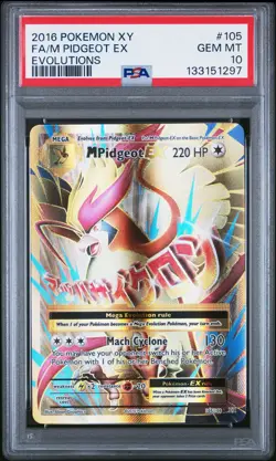 2016 POKEMON XY EVOLUTIONS #105 FULL ART/M PIDGEOT EX PSA 10 - Image 1