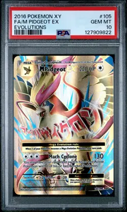 2016 POKEMON XY EVOLUTIONS #105 FULL ART/M PIDGEOT EX PSA 10 - Image 1
