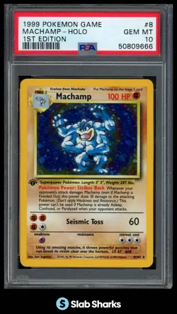 1999 POKEMON BASE SET 1ST EDITION #8/102 MACHAMP HOLO PSA 10 - Image 1