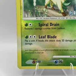 Pokemon TCG Leafeon 24/100 Burger King Platinum Stamp Reverse Holo - Image 5