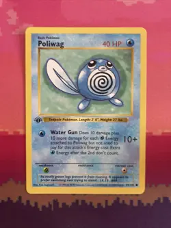 Pokemon Card Poliwag Shadowless Base Set 1st Edition Common 59/102 Near Mint - Image 1