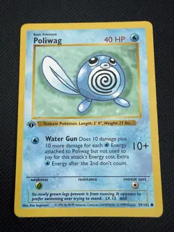 Pokemon Poliwag 59/102 1st Edition Shadowless Base Set Card Unplayed Near Mint - Image 1