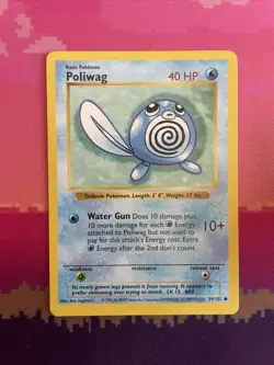 Pokemon Card Poliwag Shadowless Base Set Common 59/102 Near Mint Condition - Image 1