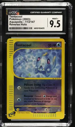 CGC 9.5 MINT+ Tentacool 113/147 Pokemon Aquapolis Reverse Holo (PSA/BGS) - Image 1
