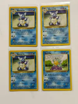 LOT OF 4 POKEMON CARDS SQUIRTLE 63/102 WARTORTLE 43/102 BASE SET UNLIMITED MP/HP - Image 1